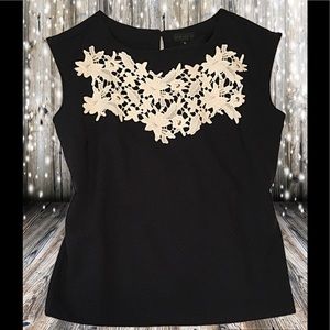 Worthington Blouse with  Flower Appliqué